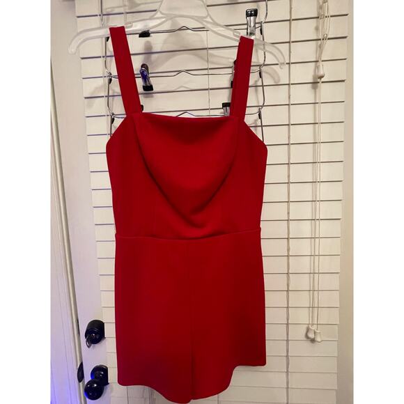 Crystal Sky One Piece Romper Sleeveless Stretch Solid Bright Red Women’s Size S - Picture 1 of 10